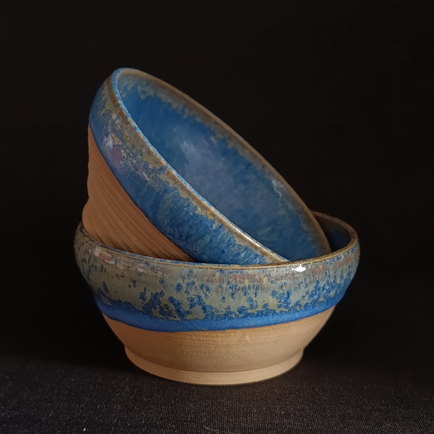 Set of 2 "BLUE" line bowls