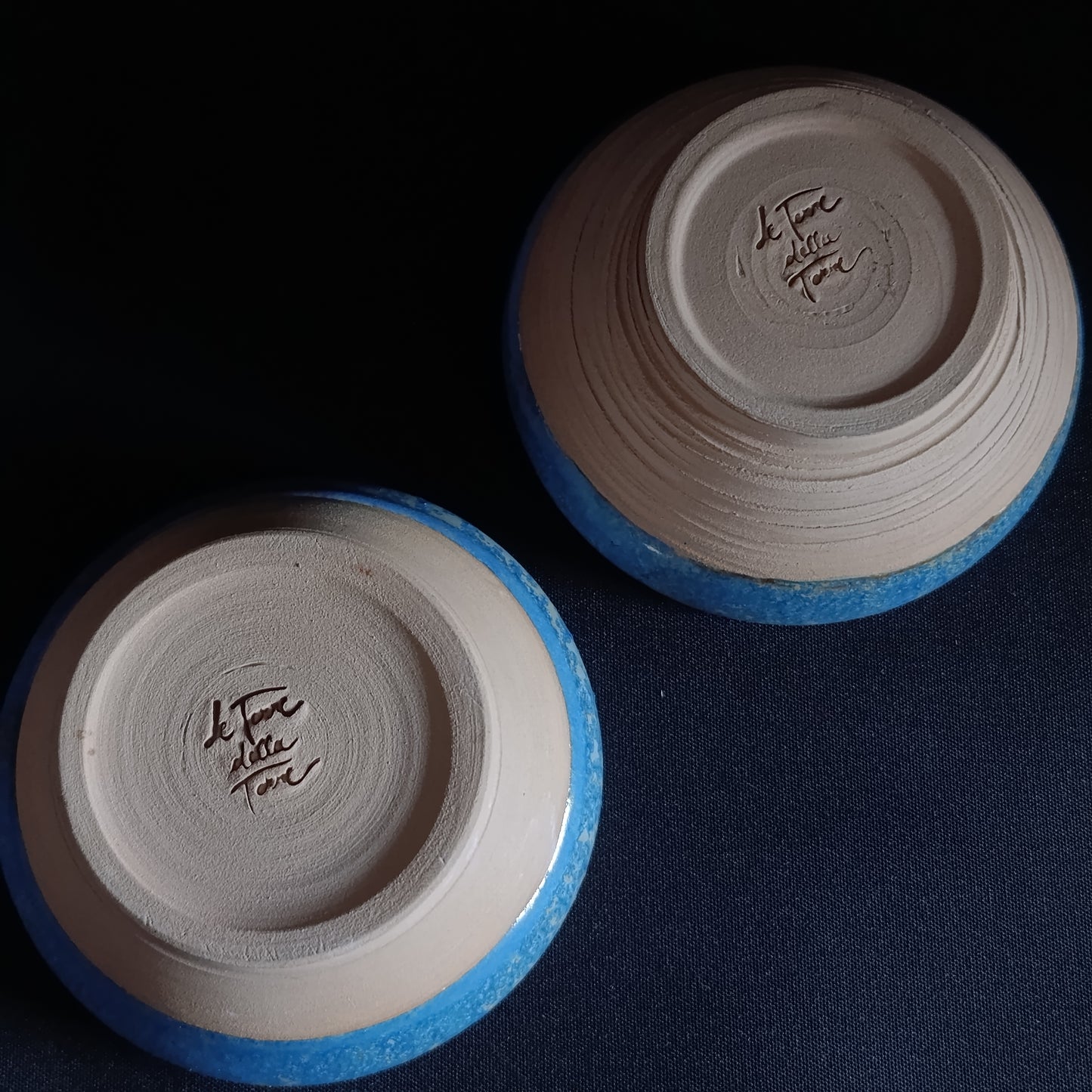 Set of 2 "BLUE" line bowls