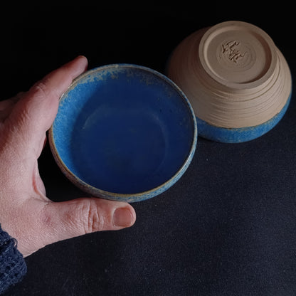 Set of 2 "BLUE" line bowls