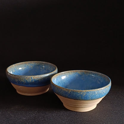 Set of 2 "BLUE" line bowls