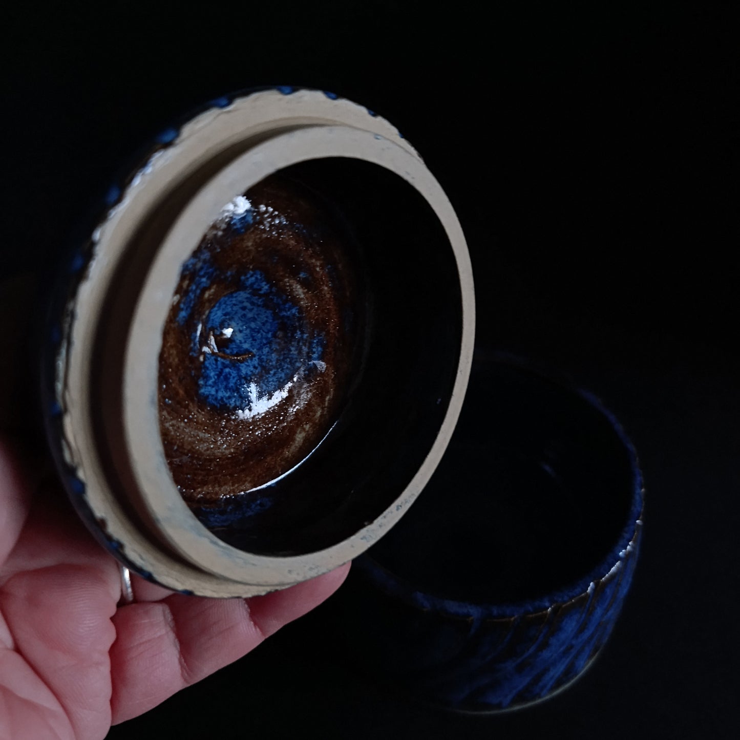 Barattolo in gres con coperchio linea "BLU"