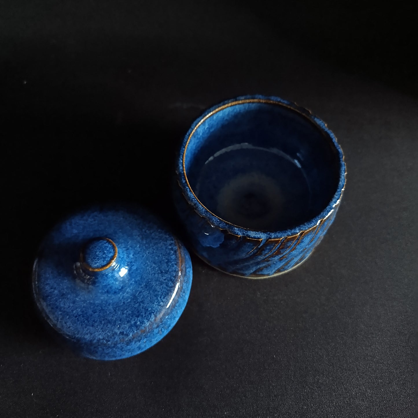 Barattolo in gres con coperchio linea "BLU"