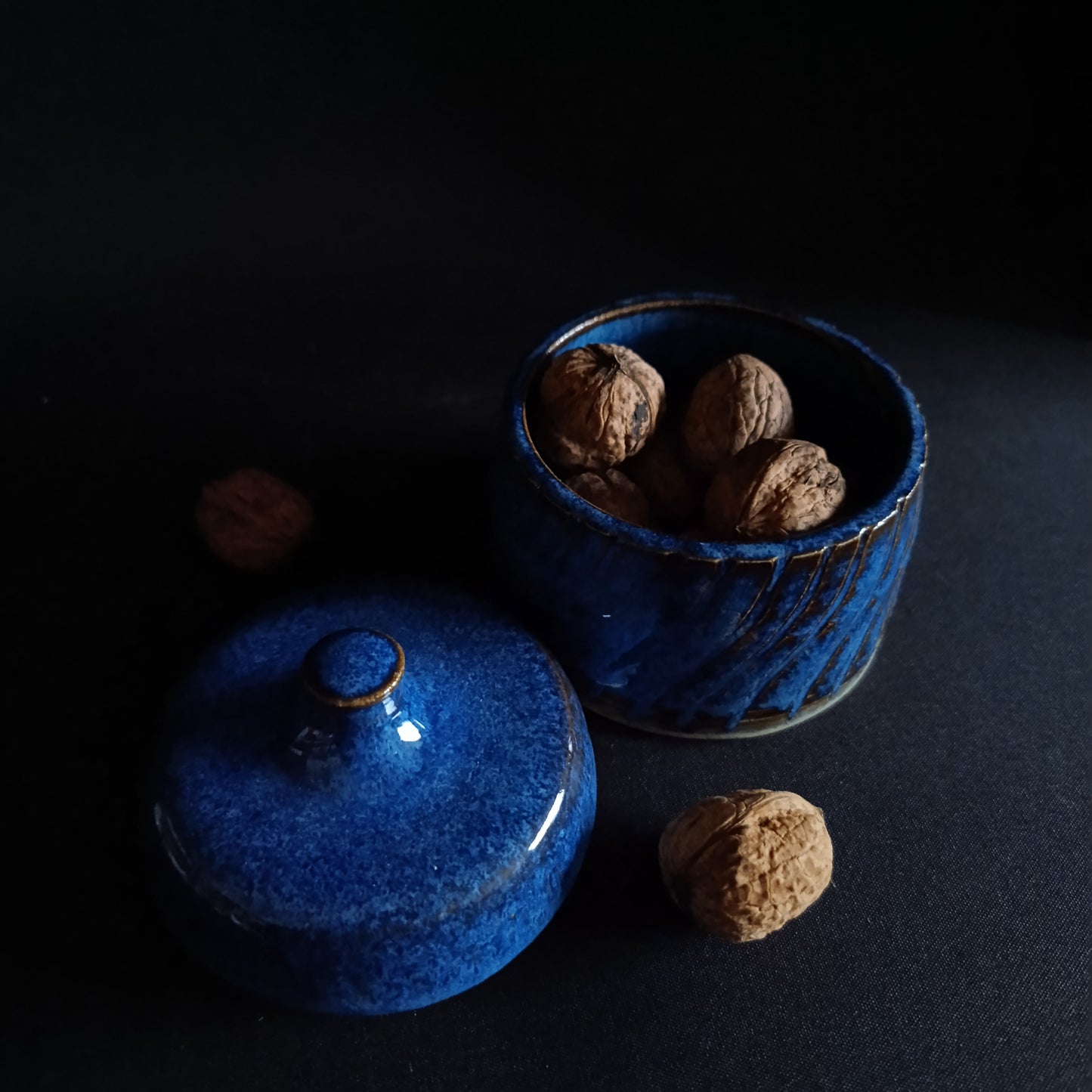 Barattolo in gres con coperchio linea "BLU"