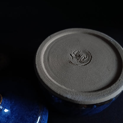 Barattolo in gres con coperchio linea "BLU"