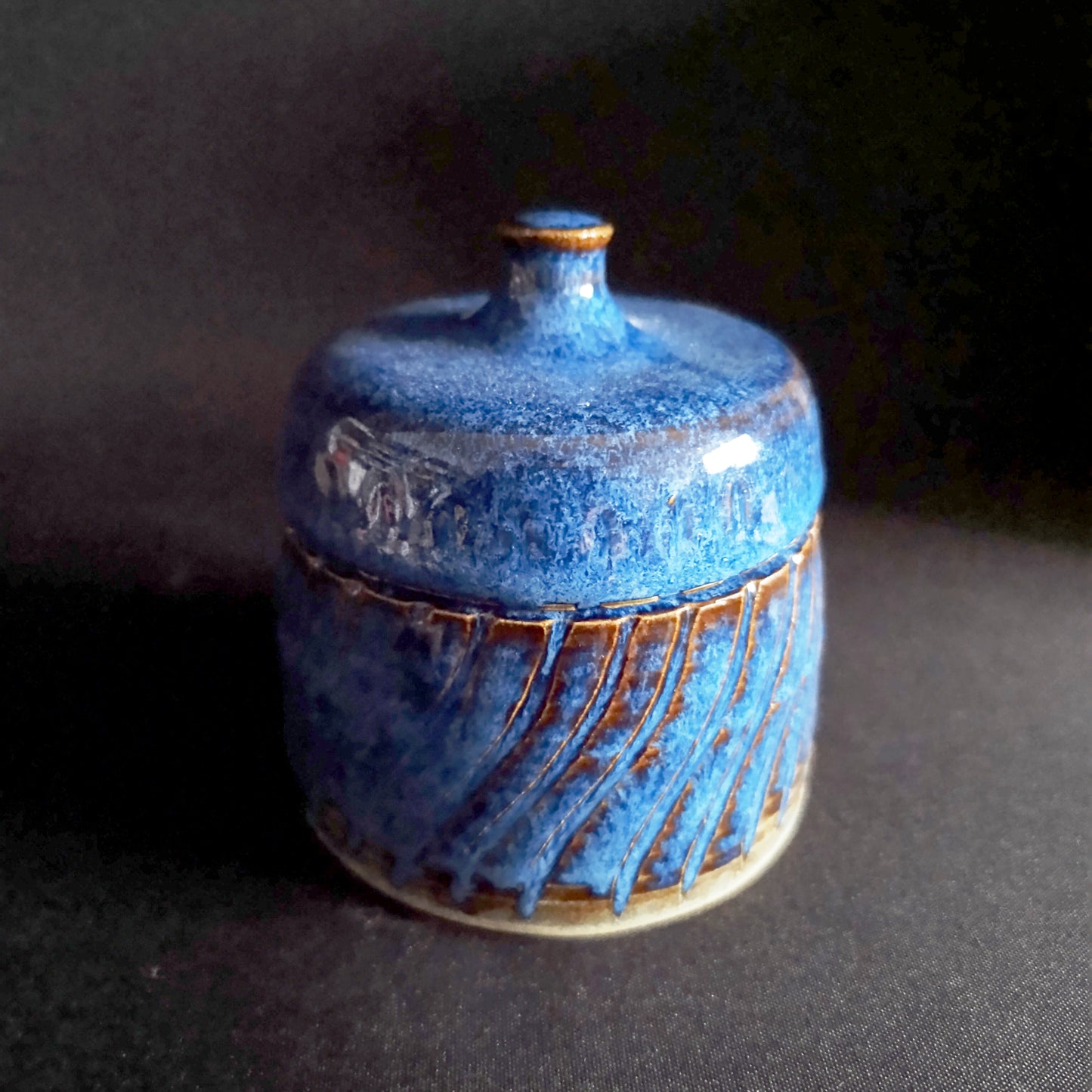 Barattolo in gres con coperchio linea "BLU"