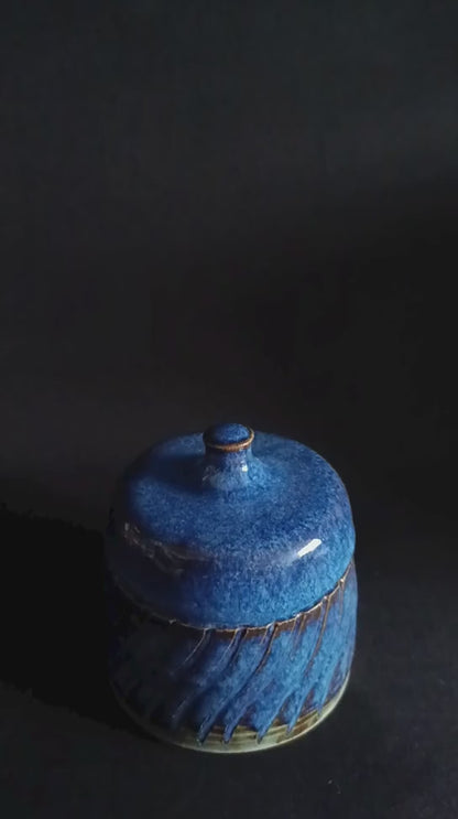 Barattolo in gres con coperchio linea "BLU"